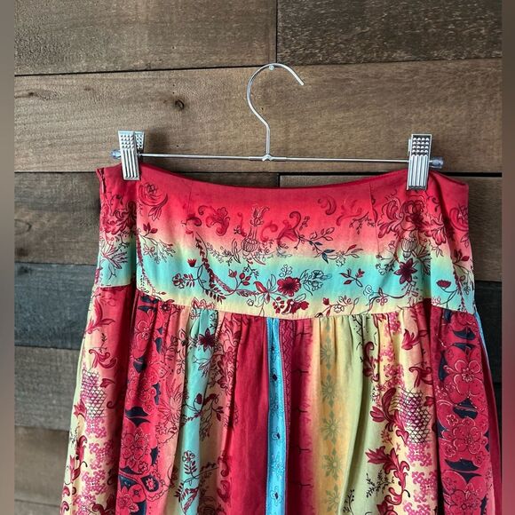 Y2K Sunset Patchwork Boho Skirt Festival Cottagecore Dream 100% Cotton Size 8 - Picture 5 of 9